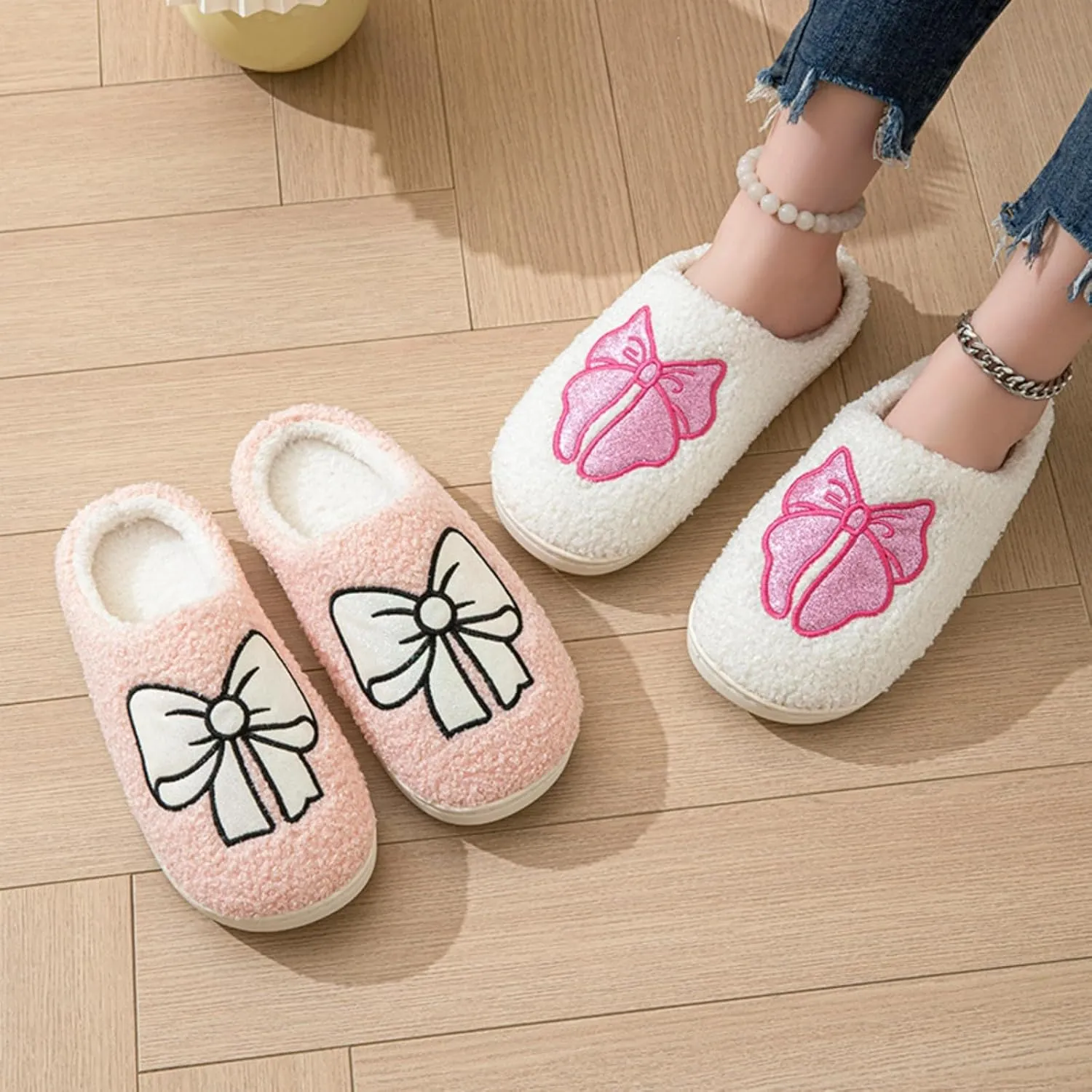 Women's Men's Bolt Happy Leopard Print Slippers Memory Foam Soft Plush Slippers Warm Non-Slip Home Shoes