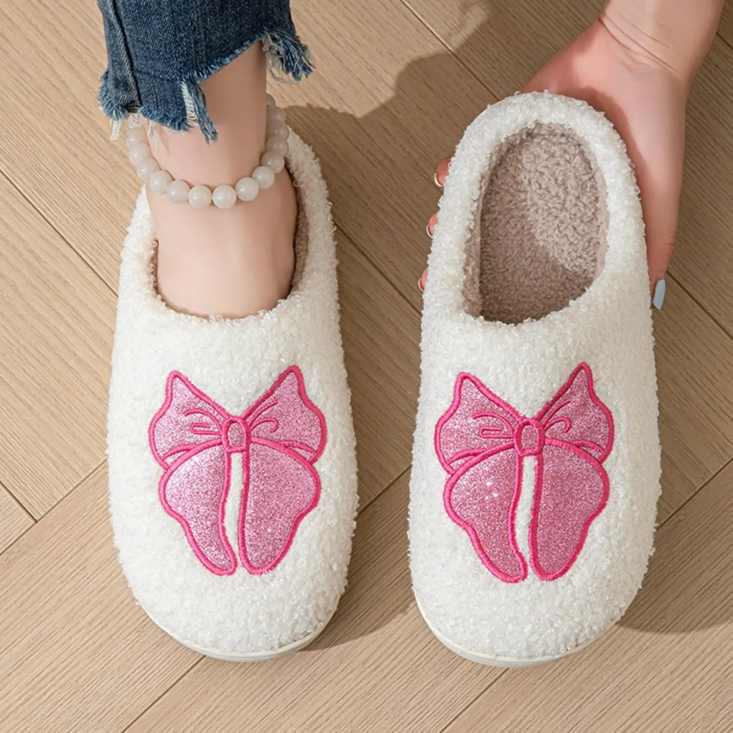 Women's Men's Bolt Happy Leopard Print Slippers Memory Foam Soft Plush Slippers Warm Non-Slip Home Shoes