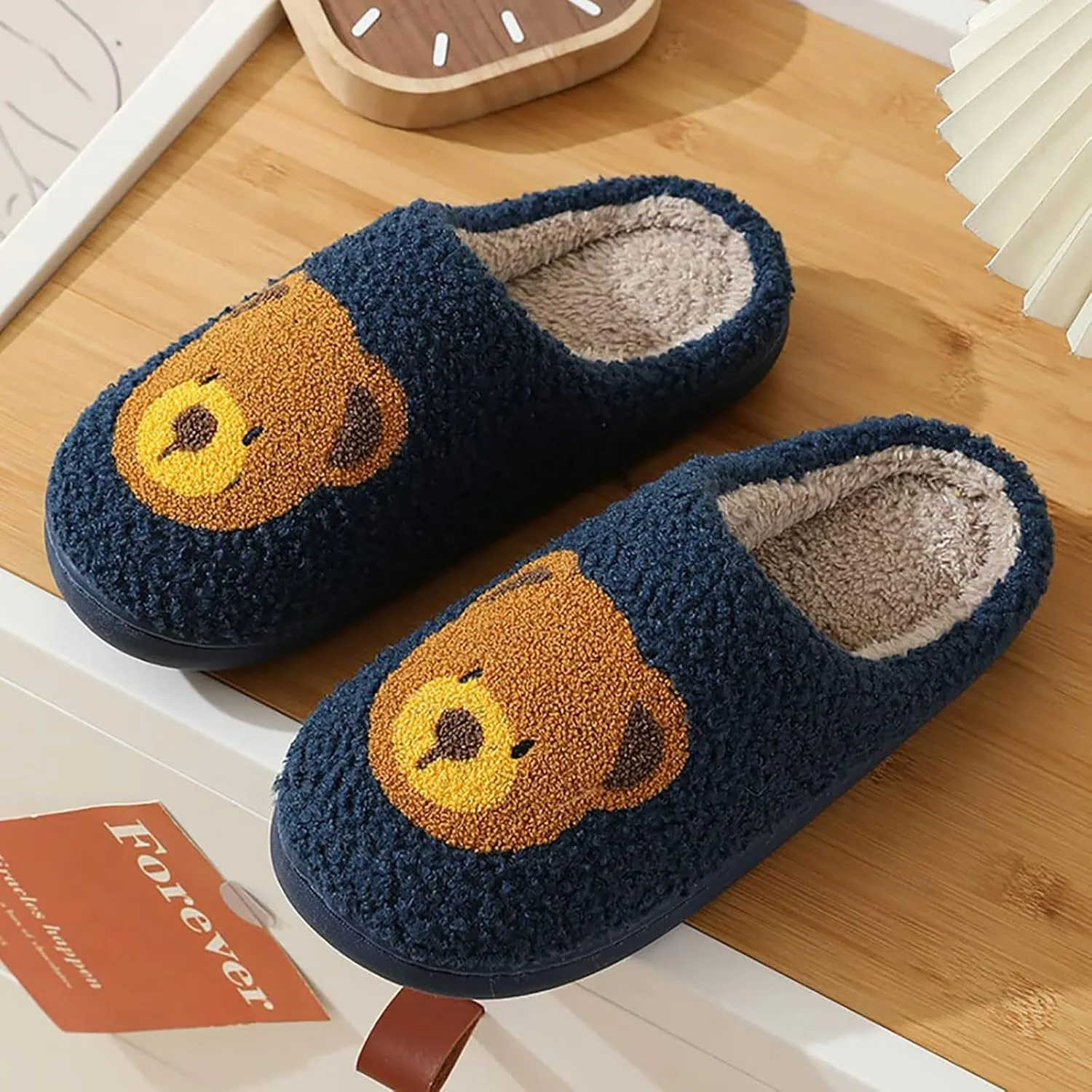 Women's Men's Cute Frog Slippers Fuzzy Memory Foam Kawaii Cartoon Animal Slippers Winter Warm Fluffy Shoes