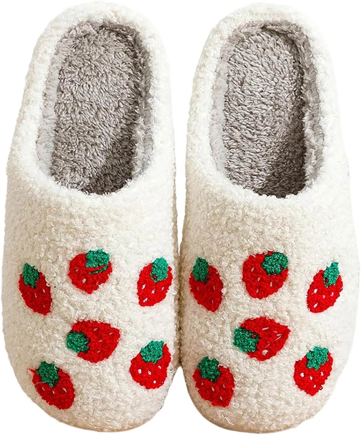Women's Men's Cute Fuzzy Heart Slippers Memory Foam Fluffy Couple Slippers Cozy House Indoor Outdoor Shoes