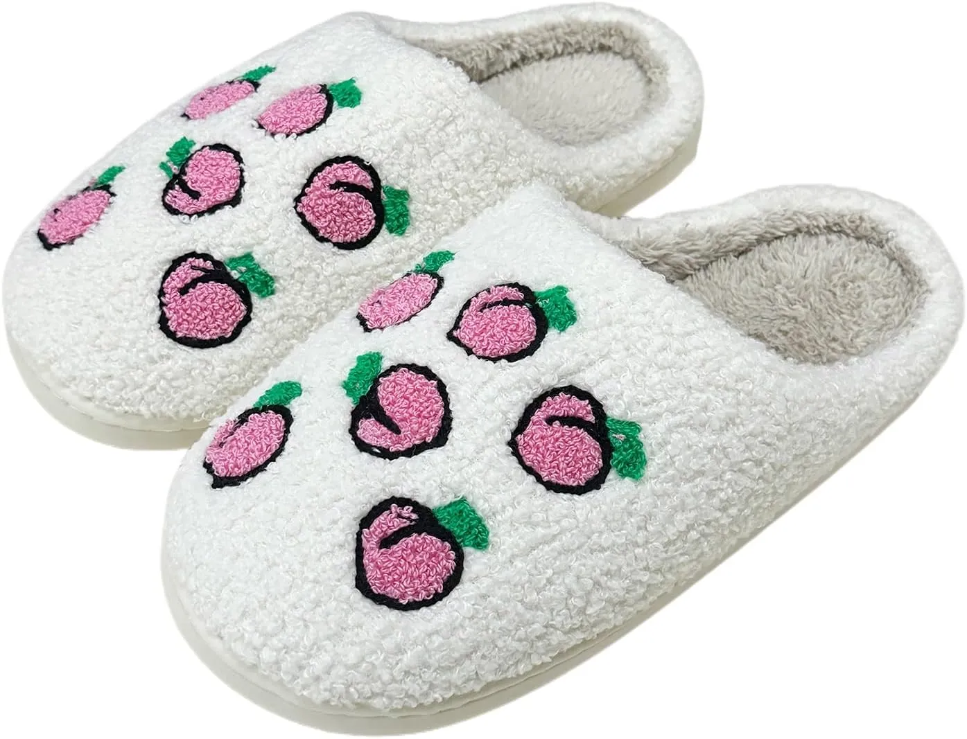Women's Men's Cute Fuzzy Heart Slippers Memory Foam Fluffy Couple Slippers Cozy House Indoor Outdoor Shoes