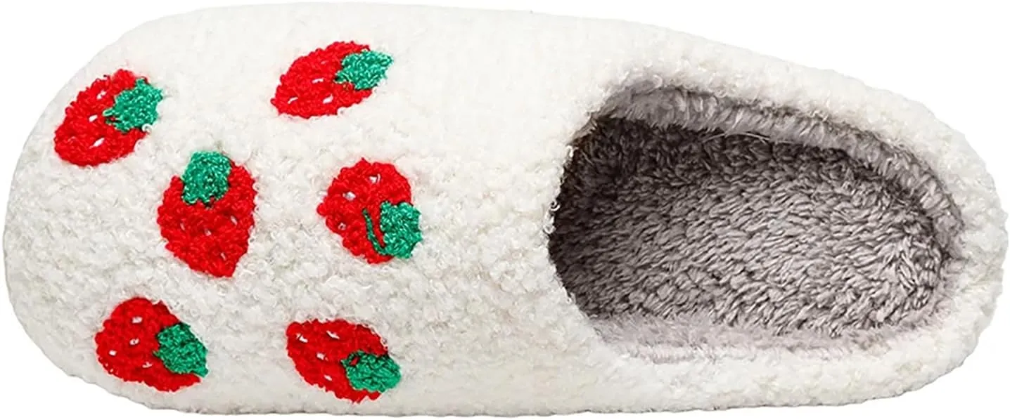Women's Men's Cute Fuzzy Heart Slippers Memory Foam Fluffy Couple Slippers Cozy House Indoor Outdoor Shoes