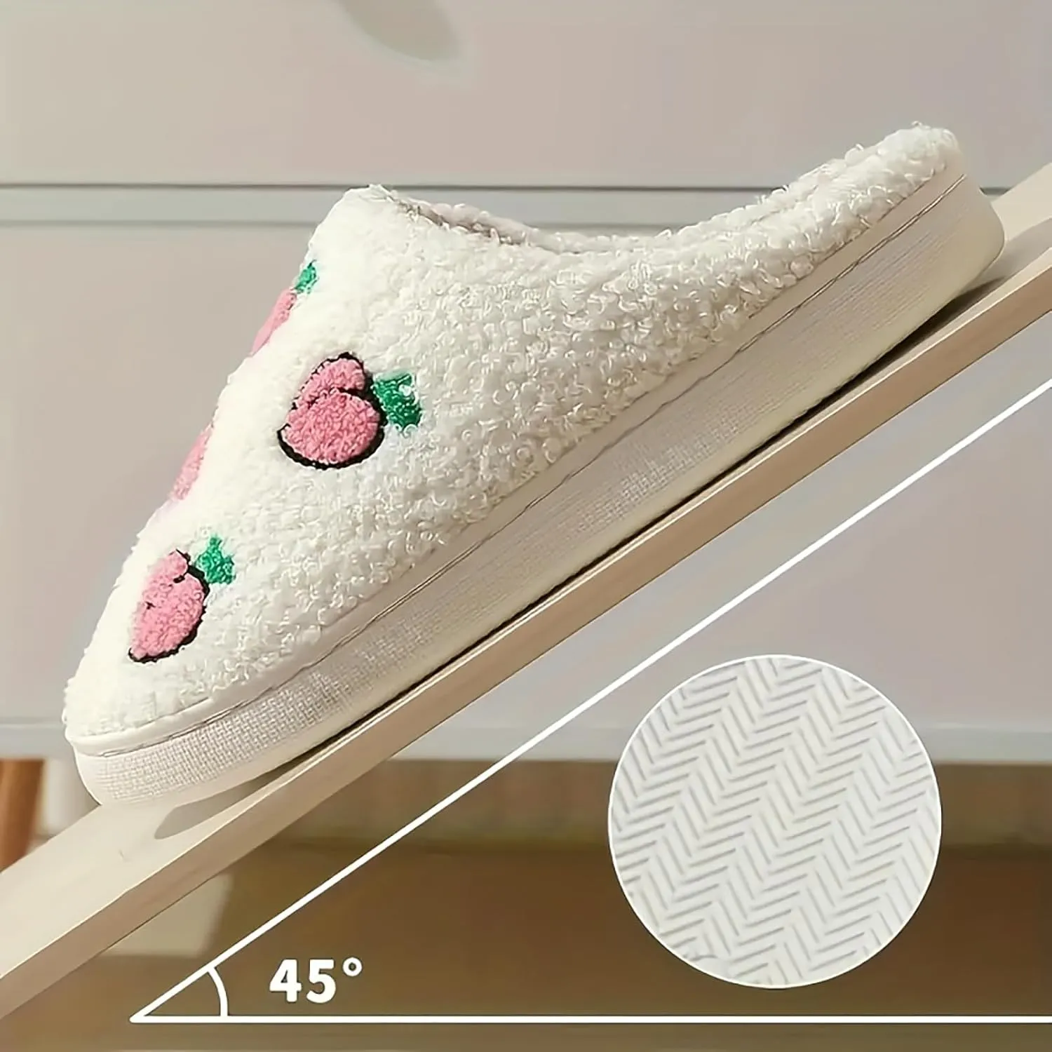 Women's Men's Cute Fuzzy Heart Slippers Memory Foam Fluffy Couple Slippers Cozy House Indoor Outdoor Shoes