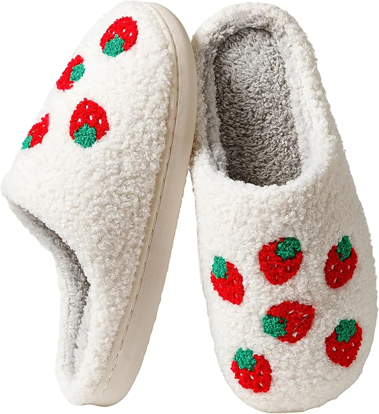 Women's Men's Cute Fuzzy Heart Slippers Memory Foam Fluffy Couple Slippers Cozy House Indoor Outdoor Shoes