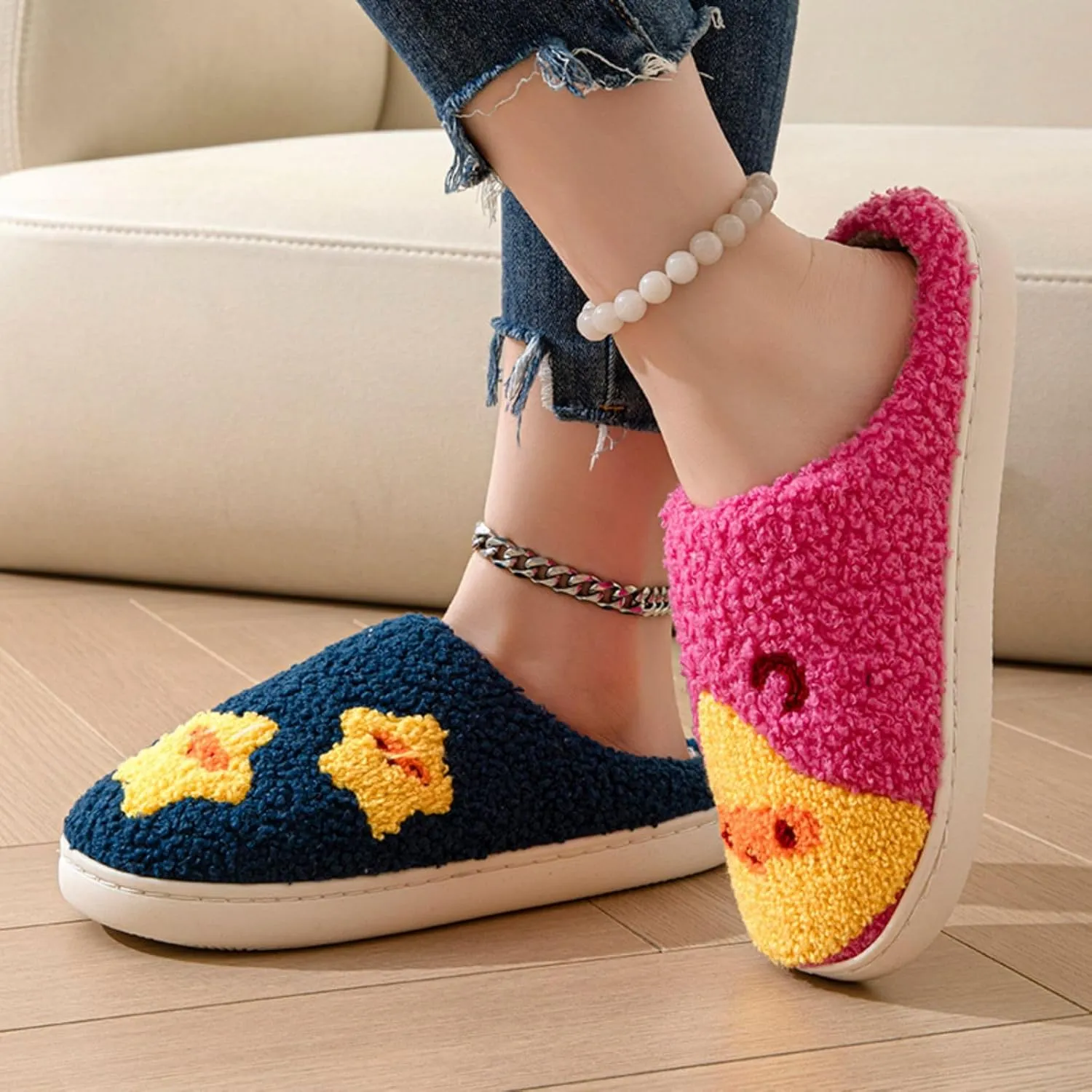 Womens Mens Fluffy Plush Slippers Soft thermal shoesRetro cartoon cute slippers at hom Indoor Outdoor Boys and girls slippers Memory Foam Retro Indoor Outdoor Home Couple Shoes