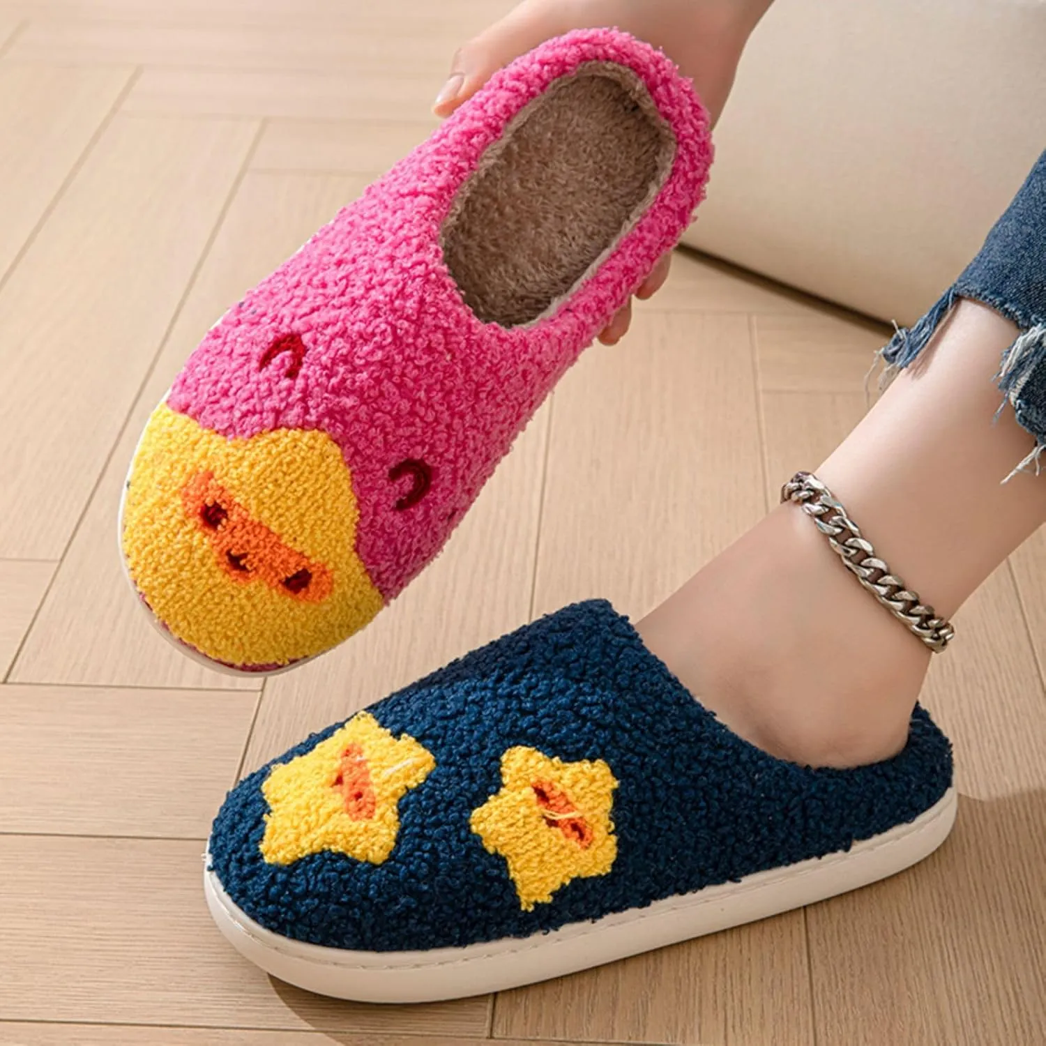 Womens Mens Fluffy Plush Slippers Soft thermal shoesRetro cartoon cute slippers at hom Indoor Outdoor Boys and girls slippers Memory Foam Retro Indoor Outdoor Home Couple Shoes