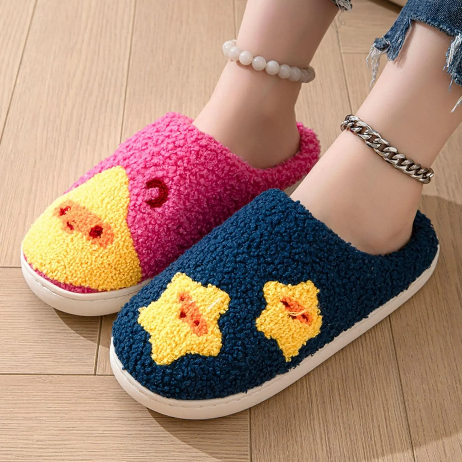 Womens Mens Fluffy Plush Slippers Soft thermal shoesRetro cartoon cute slippers at hom Indoor Outdoor Boys and girls slippers Memory Foam Retro Indoor Outdoor Home Couple Shoes