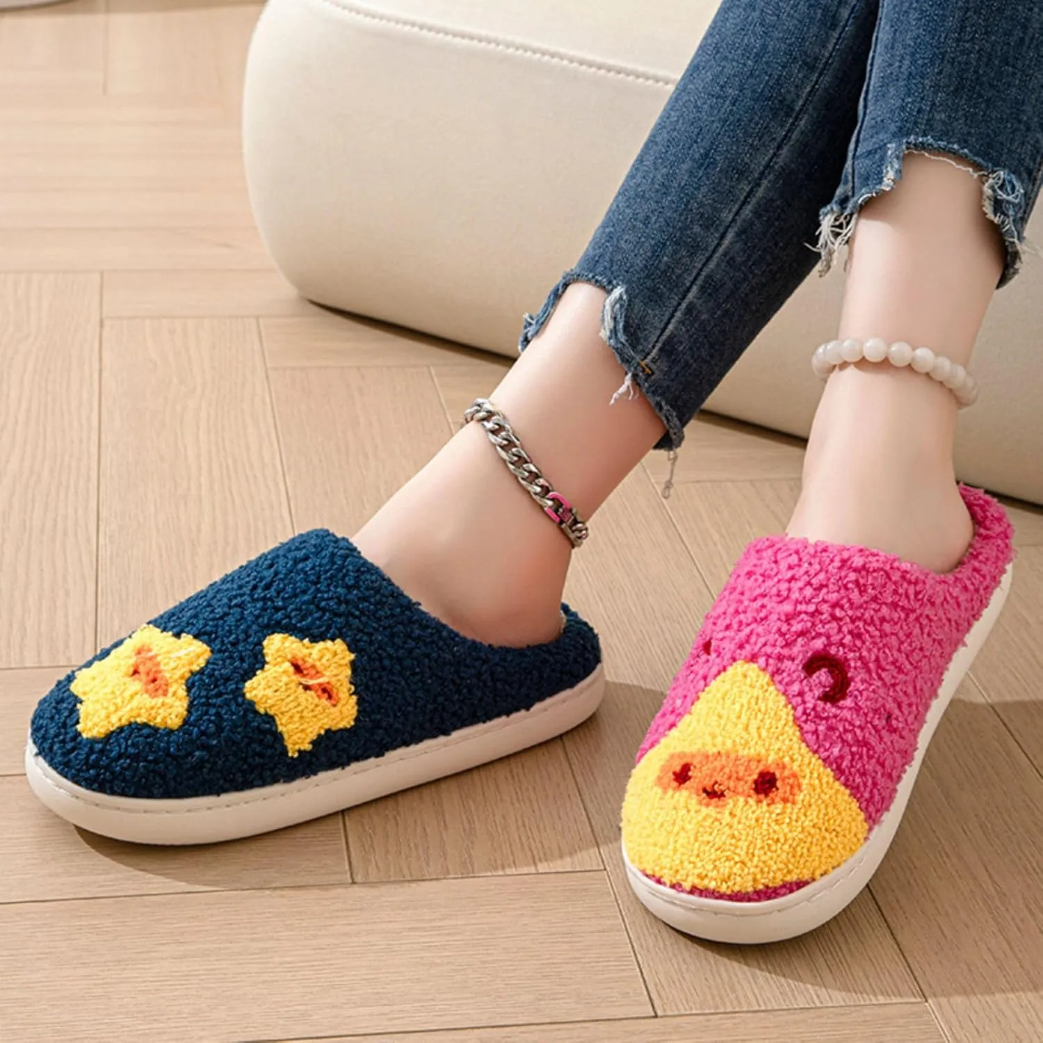 Womens Mens Fluffy Plush Slippers Soft thermal shoesRetro cartoon cute slippers at hom Indoor Outdoor Boys and girls slippers Memory Foam Retro Indoor Outdoor Home Couple Shoes