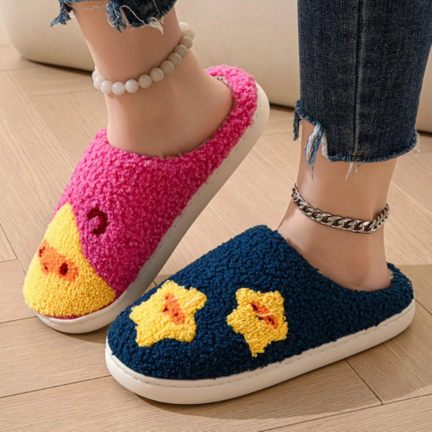 Womens Mens Fluffy Plush Slippers Soft thermal shoesRetro cartoon cute slippers at hom Indoor Outdoor Boys and girls slippers Memory Foam Retro Indoor Outdoor Home Couple Shoes