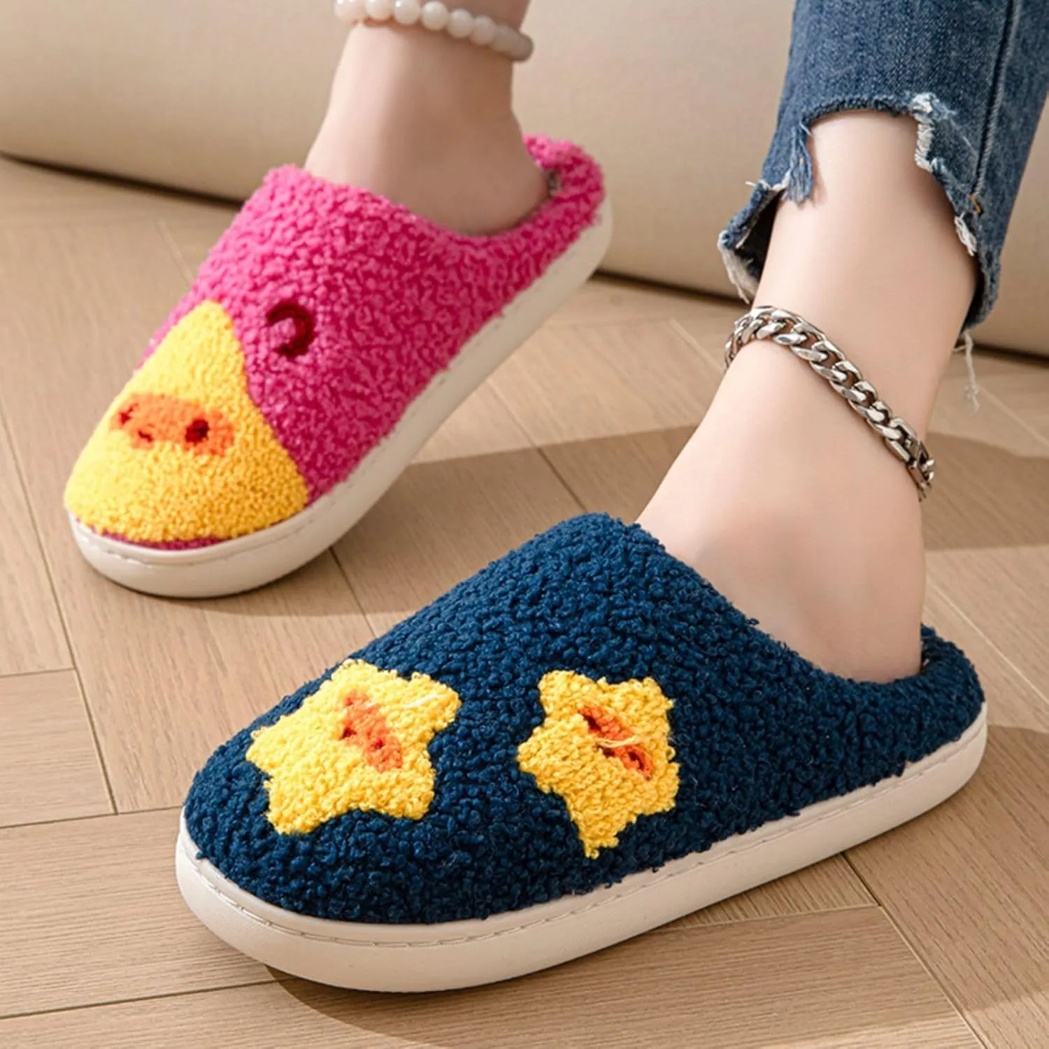 Womens Mens Fluffy Plush Slippers Soft thermal shoesRetro cartoon cute slippers at hom Indoor Outdoor Boys and girls slippers Memory Foam Retro Indoor Outdoor Home Couple Shoes