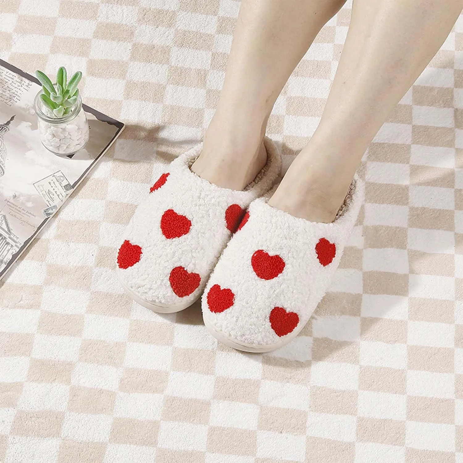 Womens Mens Slippers Retro Memory Foam Cute Cartoon Plush Fluffy Warm Fur Lined slippers Indoor House Home Winter Shoes