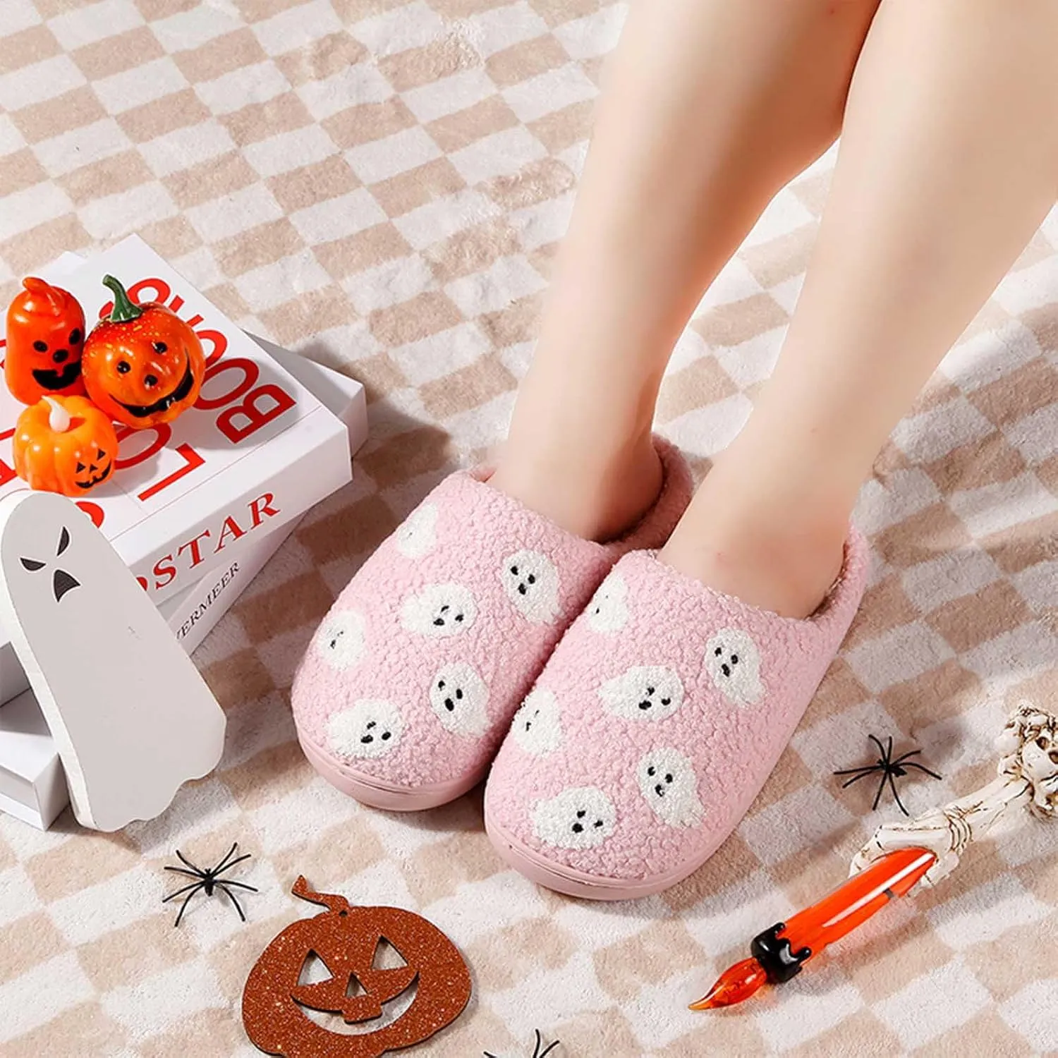 Womens Mens Slippers Retro Memory Foam Cute Cartoon Plush Fluffy Warm Fur Lined slippers Indoor House Home Winter Shoes