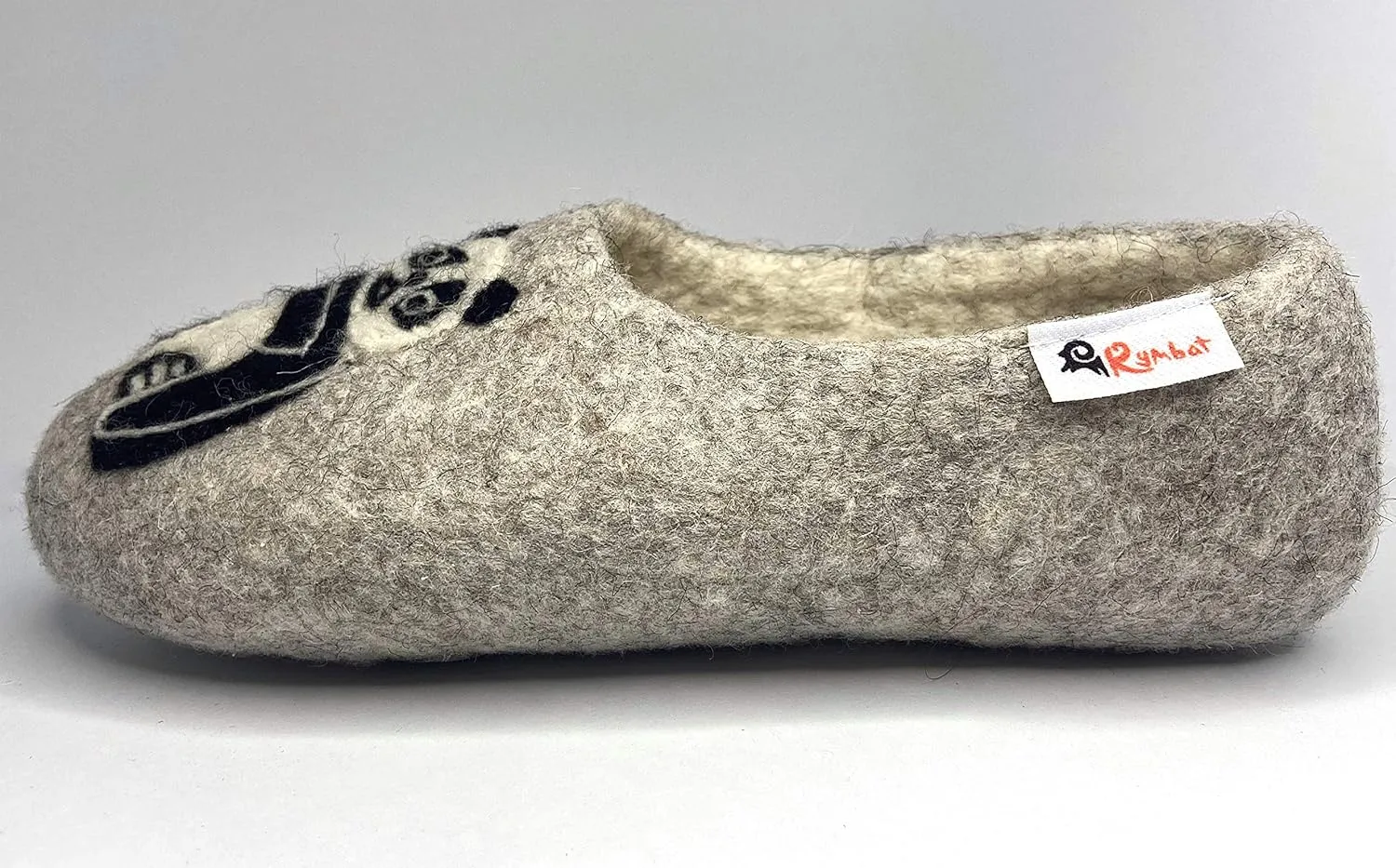 Women's Merino Wool Slippers, Handmade Felted, Comfy Home Shoes - "Soft Panda"