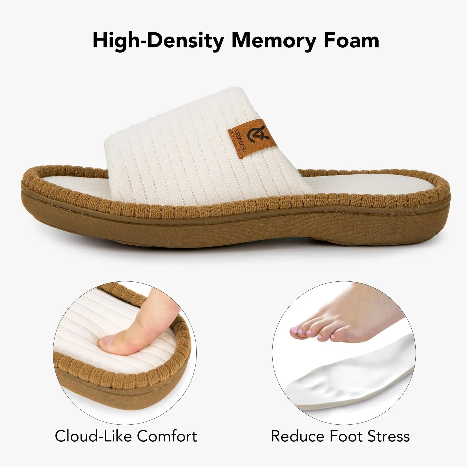 Women's Open-Toe Slippers with Memory Foam