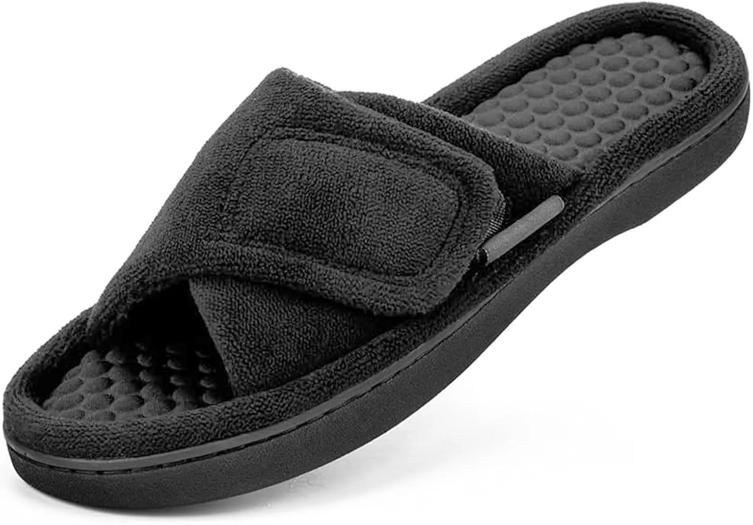 Women’s Orthotic Arch Support Slippers | Adjustable Hook-and-Loop Closure, Memory Foam, Foot Massage Beads, Non-Slip Rubber Sole | Plantar Fasciitis Relief | Indoor/Outdoor Comfort