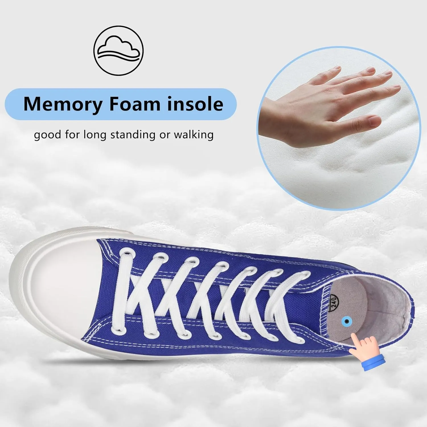 Womens Platform Canvas Sneakers Mens High Top Classic Canvas Shoes Unisex Casual Tennis Comfortable Fashion Sneakers Lace-Up