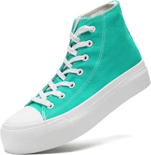 Womens Platform Canvas Sneakers Mens High Top Classic Canvas Shoes Unisex Casual Tennis Comfortable Fashion Sneakers Lace-Up