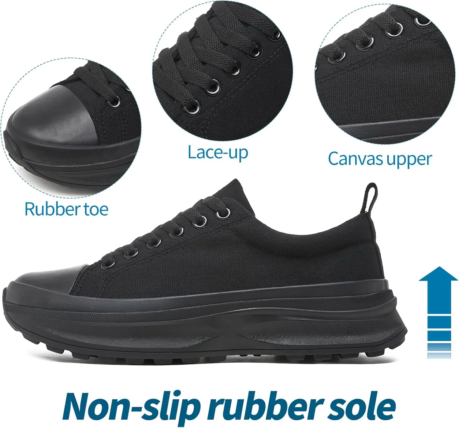 Womens Platform Sneakers Low Top White Shoes for Women Lace Up Canvas Shoes Black Sneakers for Women Comfortable Classic Tennis Shoes