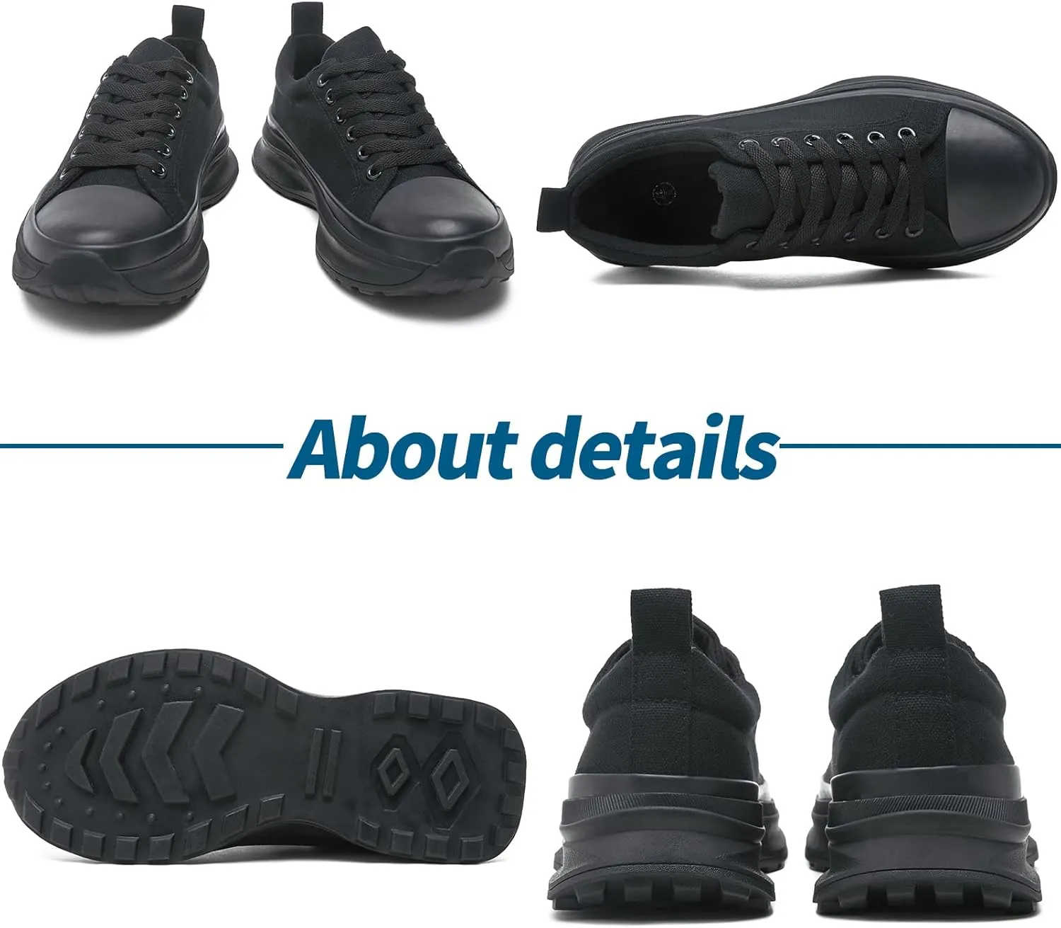 Womens Platform Sneakers Low Top White Shoes for Women Lace Up Canvas Shoes Black Sneakers for Women Comfortable Classic Tennis Shoes