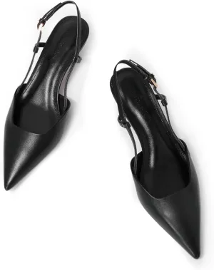 Women's Pumps Slingback Kitten Heels Closed Toe for Women Sexy Slip on Shoes Full Genuine Leather