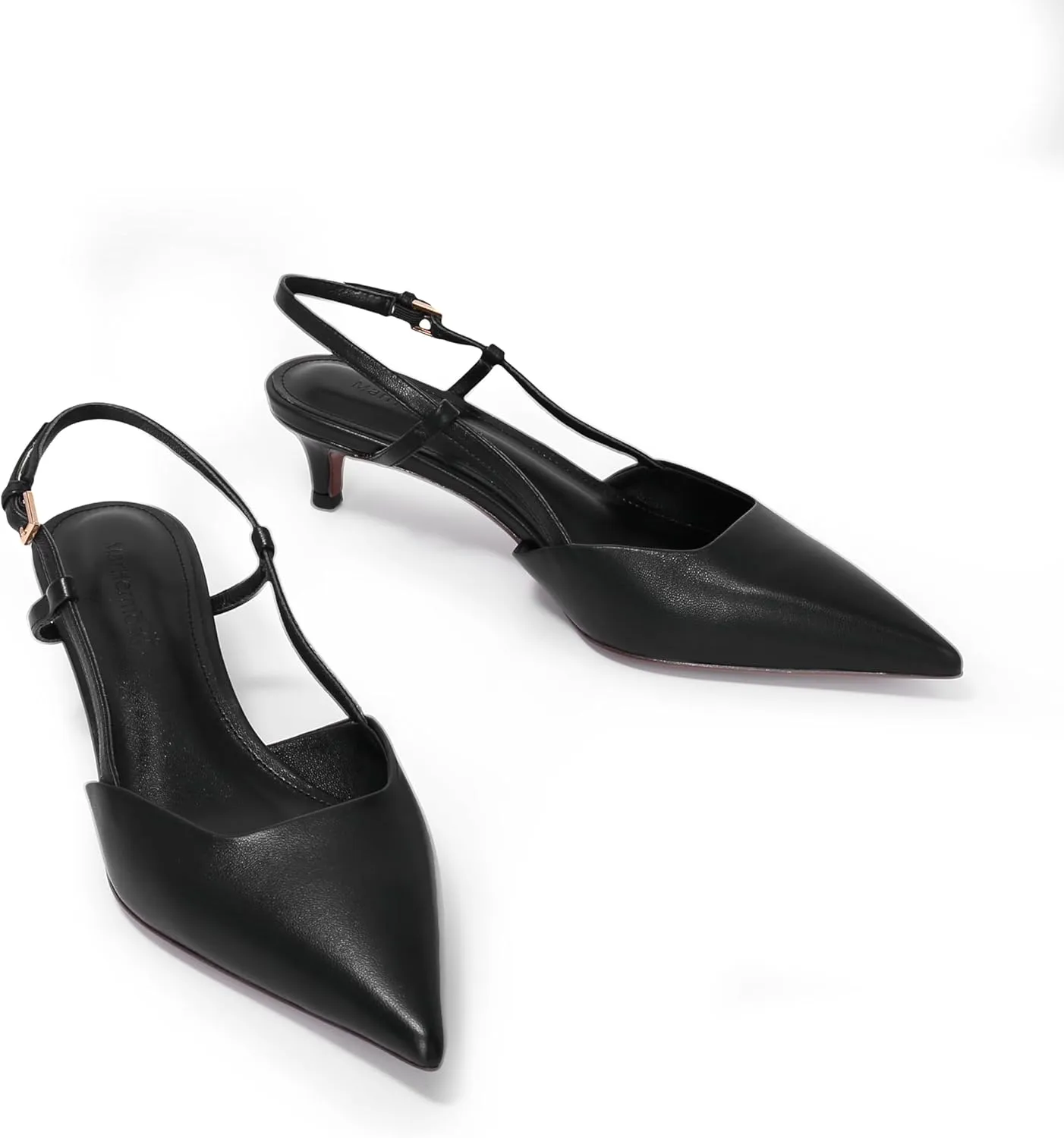 Women's Pumps Slingback Kitten Heels Closed Toe for Women Sexy Slip on Shoes Full Genuine Leather