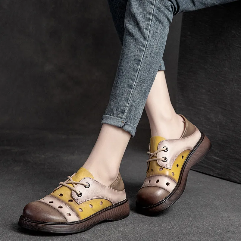 Women's Sandals Genuine Leather Mixed Colors Flats Low Casual Shoes