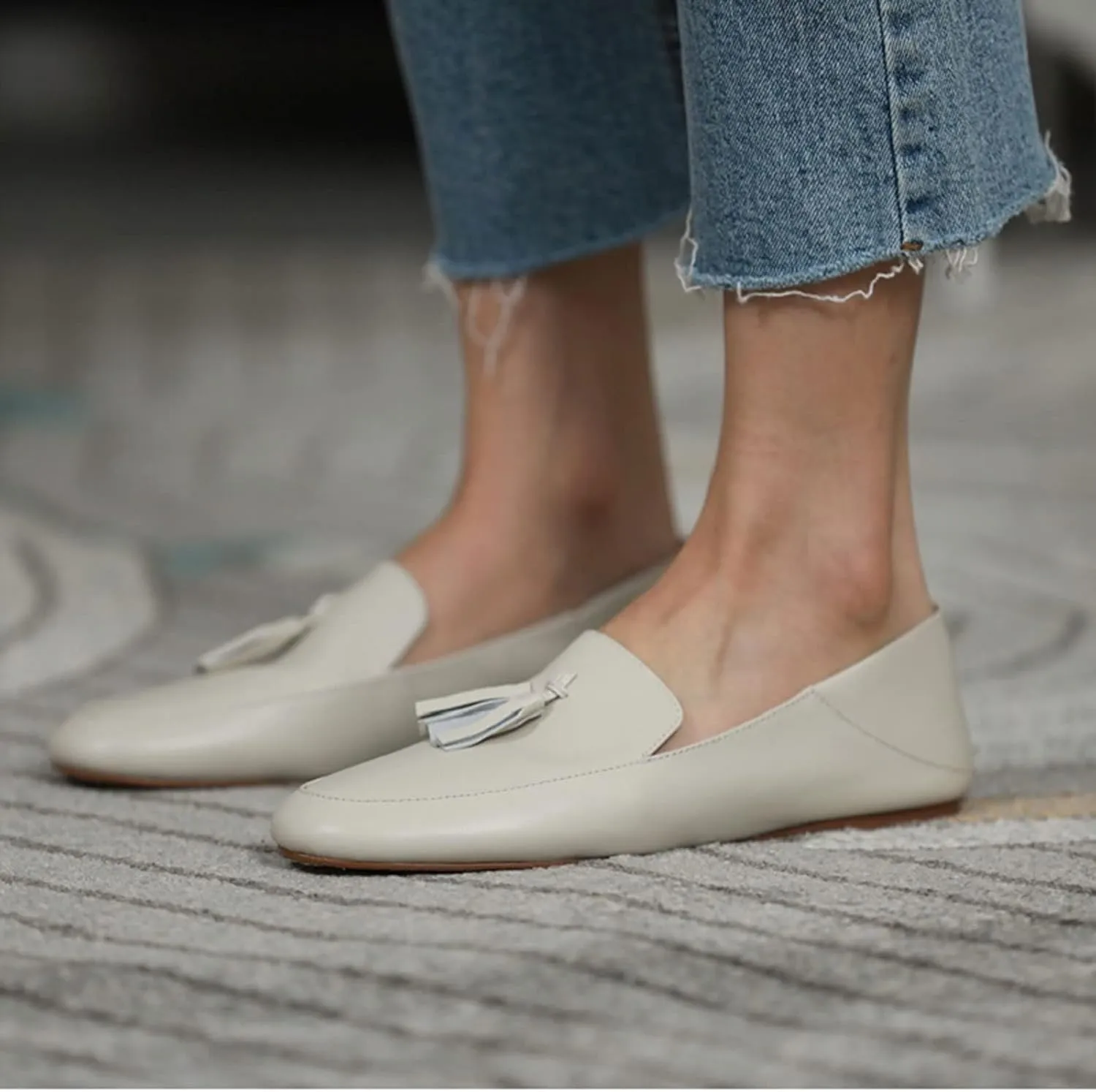 Womens Shoes Women's Casual Shoes Flat Shoes Women's Spring and Autumn Women's Tassel Flat Shoes