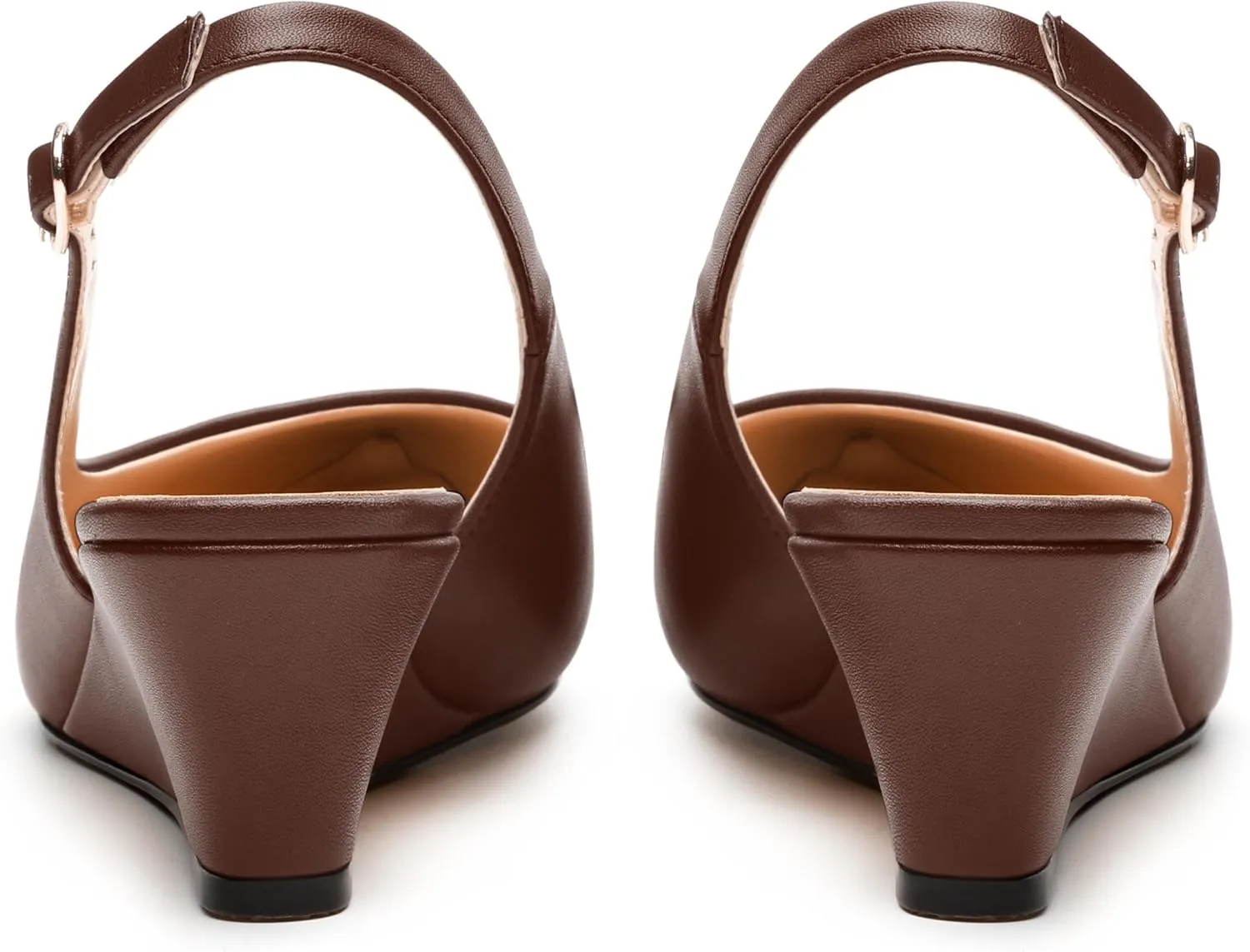 Womens Slingback Pumps Shoes, Pointed Toe Wedge Mid Heel Slingbacks Leather Insole Shoes for Women 2"