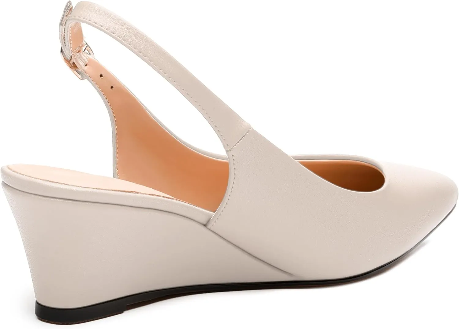 Womens Slingback Pumps Shoes, Pointed Toe Wedge Mid Heel Slingbacks Leather Insole Shoes for Women 2"