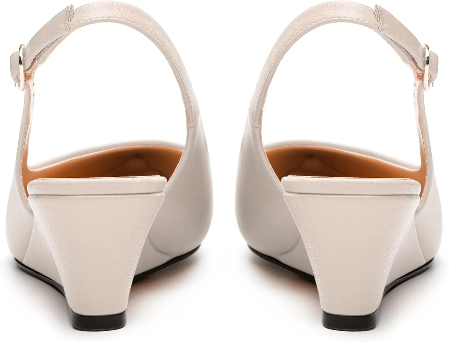 Womens Slingback Pumps Shoes, Pointed Toe Wedge Mid Heel Slingbacks Leather Insole Shoes for Women 2"