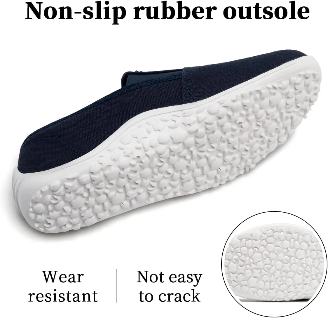 Women's Slip On Canvas Sneakers Low Top Casual Walking Shoes Classic Comfort Flat Barefoot Minimalist Shoes Zero Drop Wide Width Fashion Sneaker
