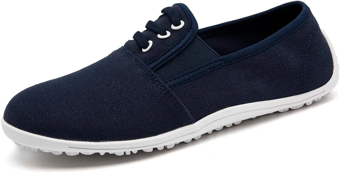 Women's Slip On Canvas Sneakers Low Top Casual Walking Shoes Classic Comfort Flat Barefoot Minimalist Shoes Zero Drop Wide Width Fashion Sneaker