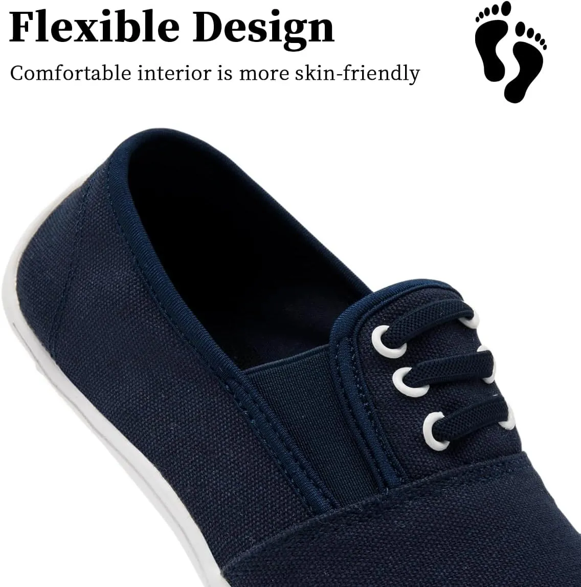 Women's Slip On Canvas Sneakers Low Top Casual Walking Shoes Classic Comfort Flat Barefoot Minimalist Shoes Zero Drop Wide Width Fashion Sneaker