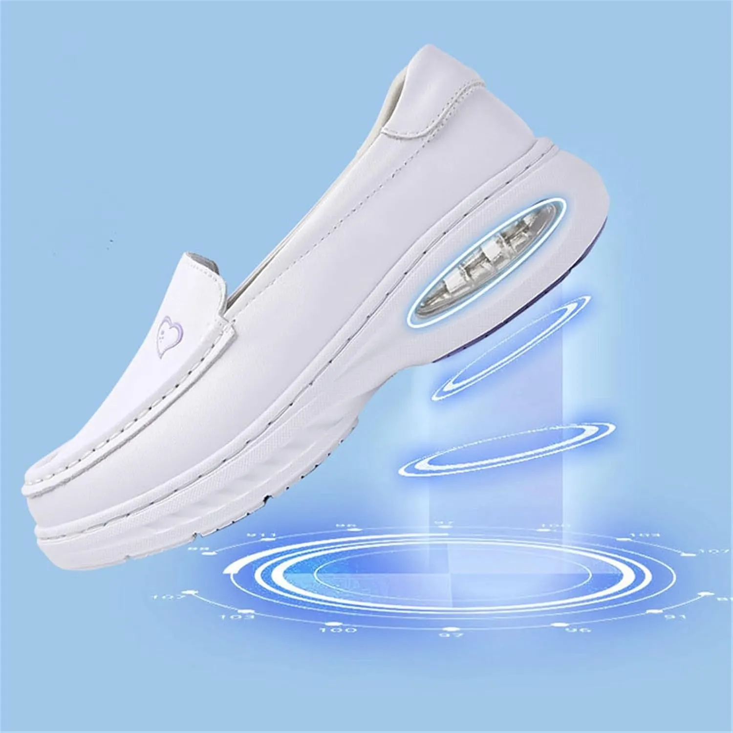 Women's Slip on Mesh Breathable Comfortable Leather Working Nurse Shoes, Fashion Air Cushion Orthopedic Platform Moccasin, for Medical Workers, Doctors, Healthcare Providers