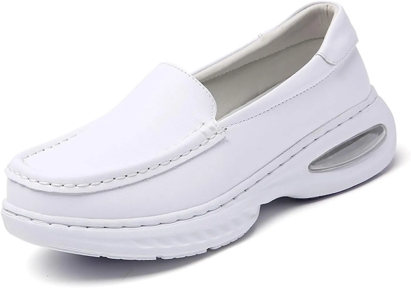 Women's Slip on Mesh Breathable Comfortable Leather Working Nurse Shoes, Fashion Air Cushion Orthopedic Platform Moccasin, for Medical Workers, Doctors, Healthcare Providers