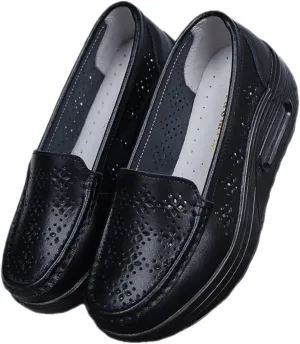 Womens Slip-On Orthopedic Nursing Shoes, Women's Summer Hollow Breathable Platform Non-Slip Nurse Shoes, Shoes for Standing All Day for Women Hospital Work