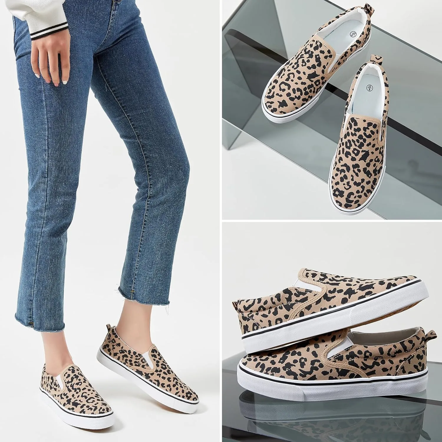 Women's Slip on Shoes Canvas Sneakers Loafers Non Slip Shoes Low Top Casual Shoes