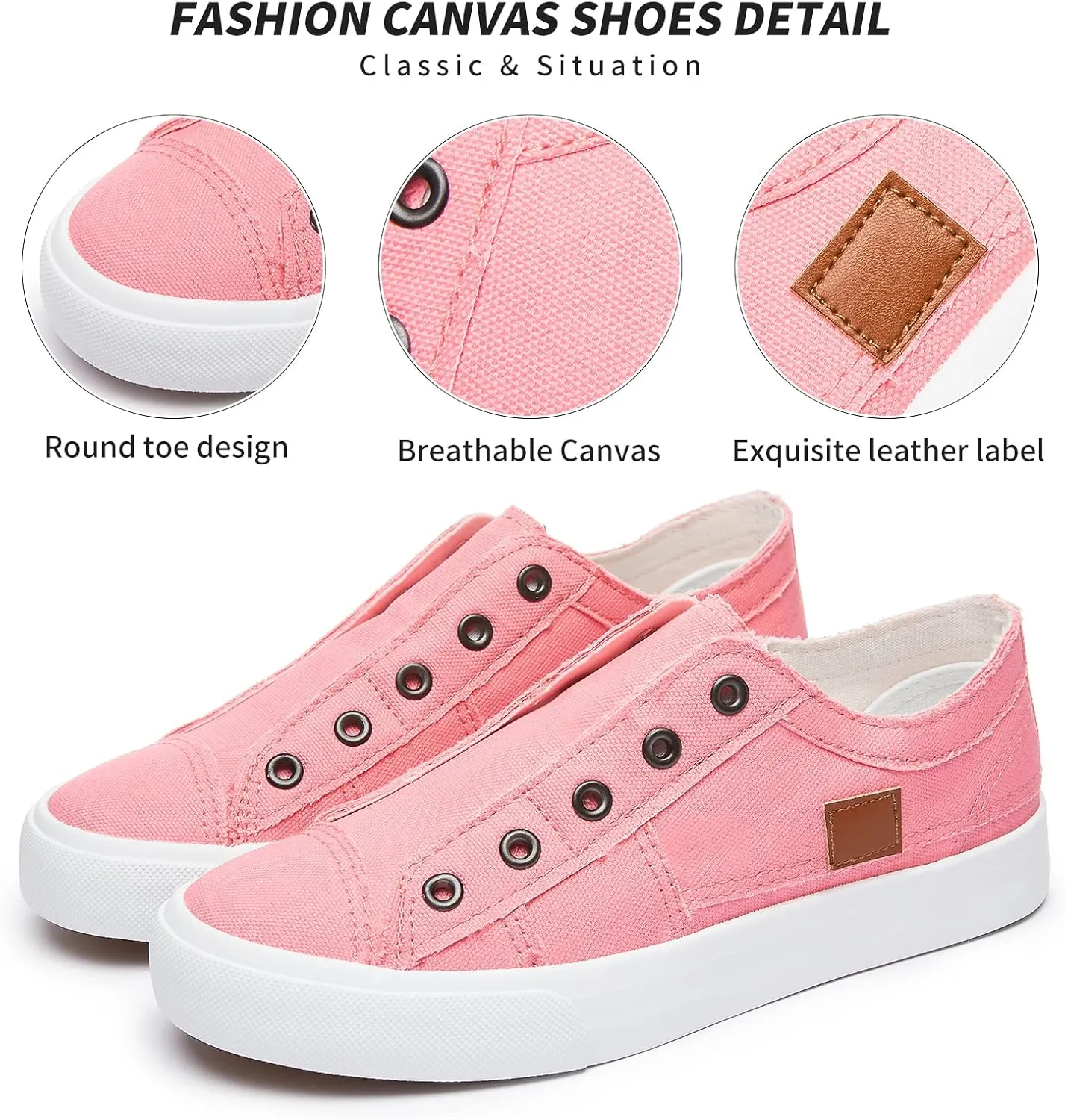 Women's Slip on Shoes Non Slip Fashion Canvas Sneakers Low Top Casual Shoes