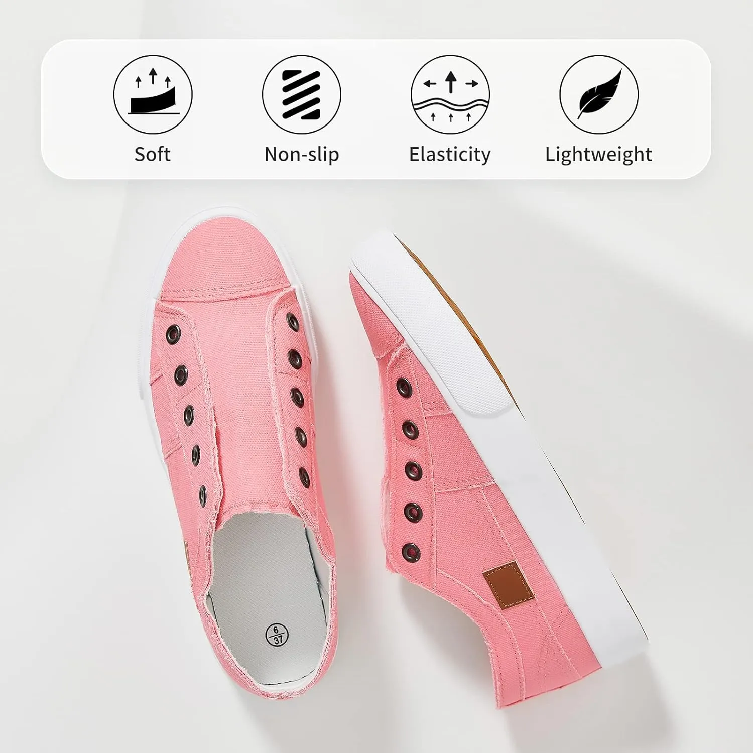 Women's Slip on Shoes Non Slip Fashion Canvas Sneakers Low Top Casual Shoes