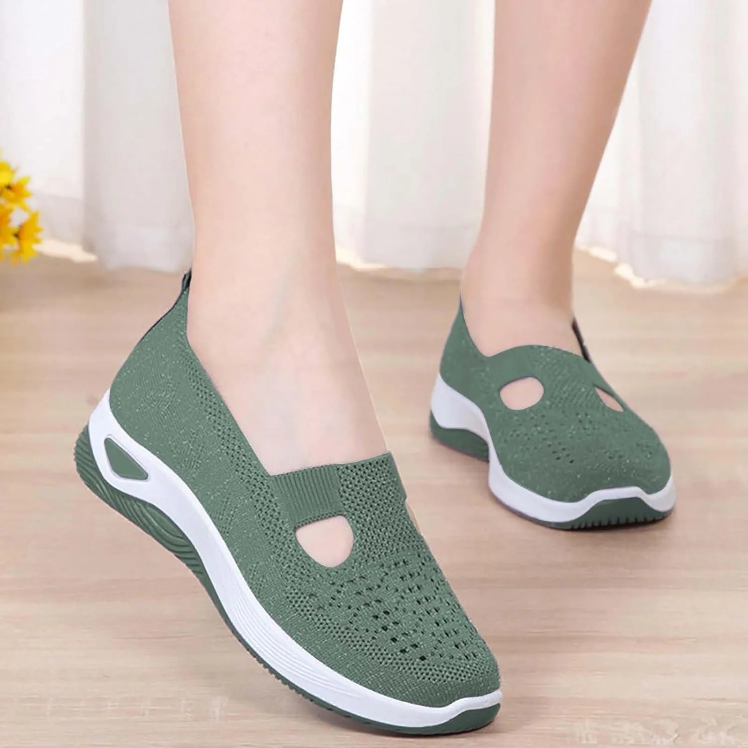 Women's Slip on Sneakers Shoes Woven Orthopedic Non Slip Work Shoes Women Arch Support Business Casual Shoes Dress Sneakers Waterproof Tennis Shoe Loafers Shoe