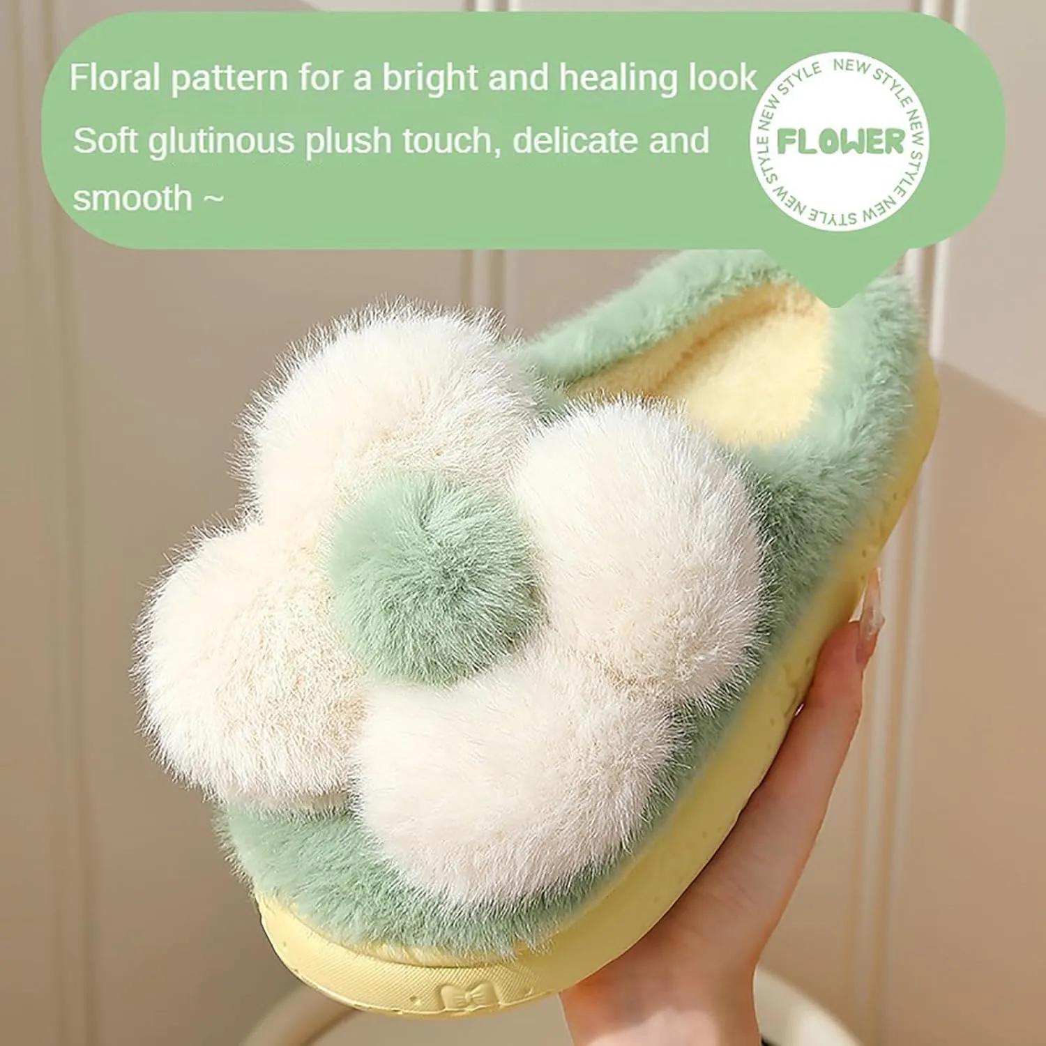 Women's Slippers Flower Cotton Slippers, small flower design, soft cotton cushion warmth, in the cold winter to wake up full of vitality