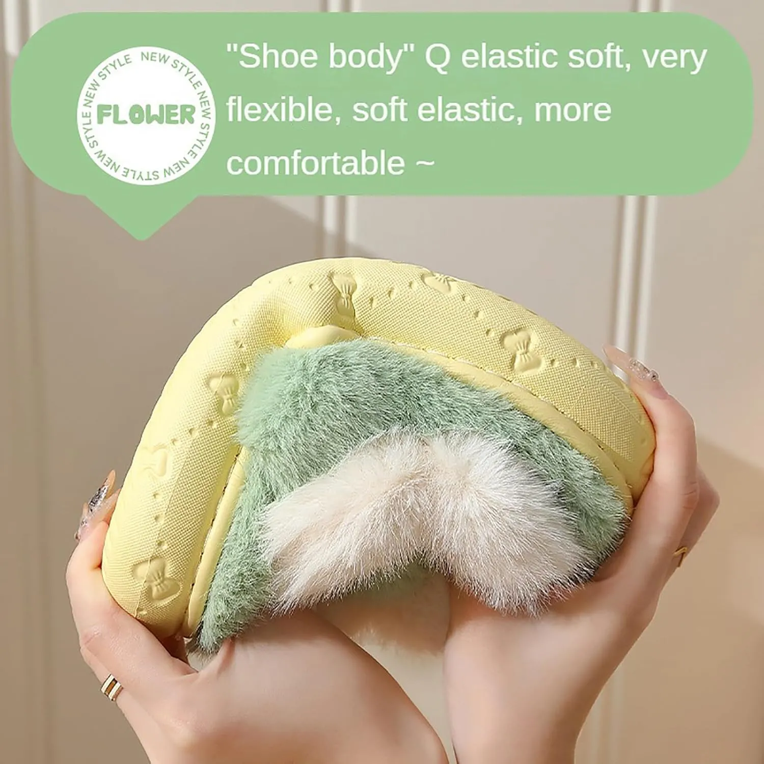 Women's Slippers Flower Cotton Slippers, small flower design, soft cotton cushion warmth, in the cold winter to wake up full of vitality