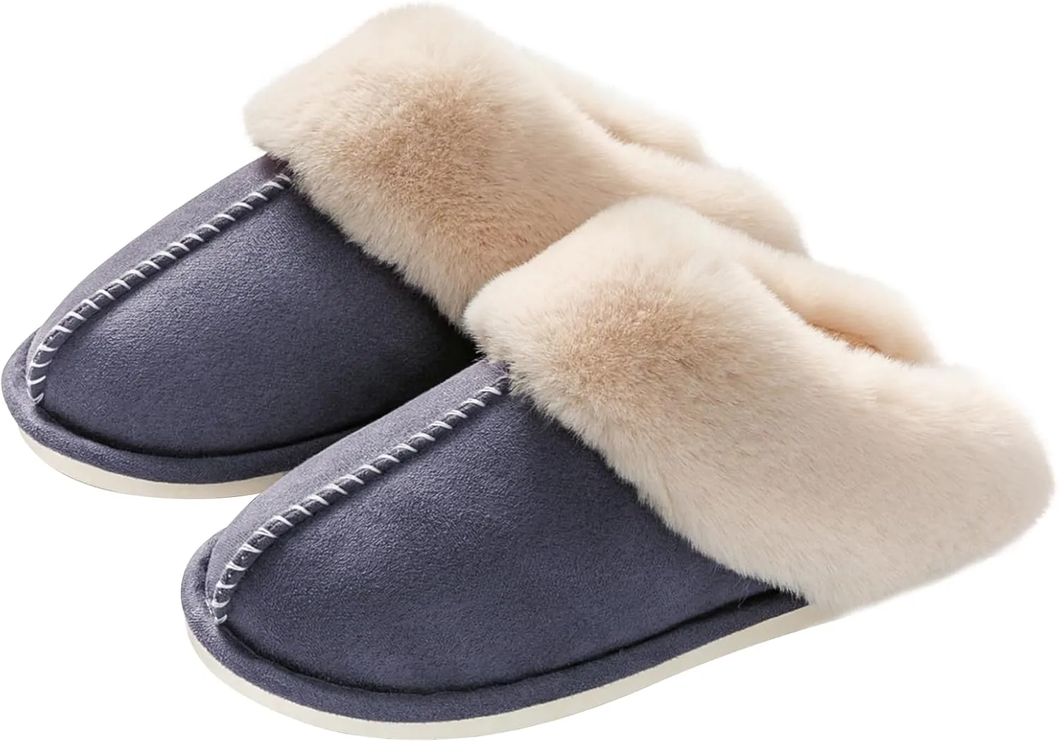 Womens Slippers Memory Foam Fluffy Fur Soft Slippers Warm House Shoes Indoor Outdoor Winter