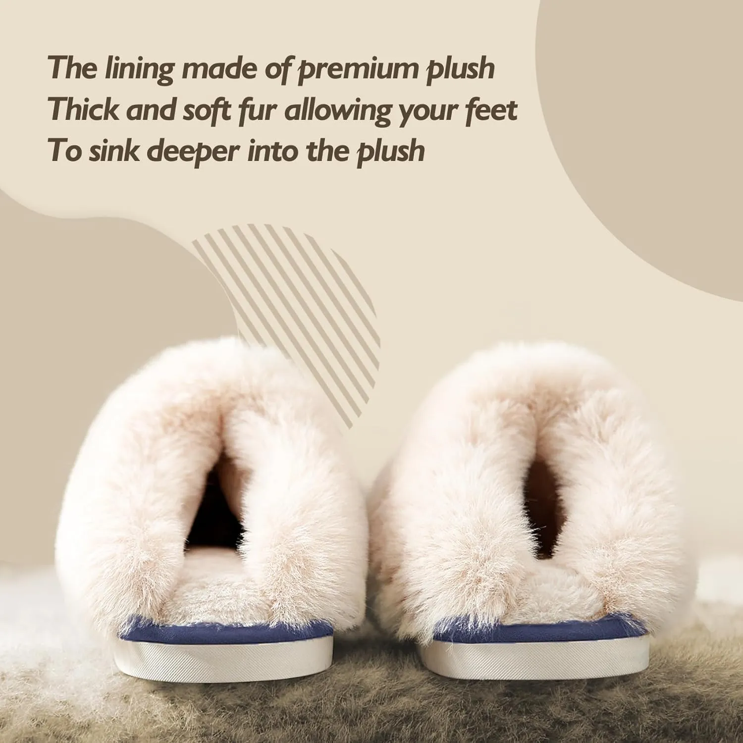Womens Slippers Memory Foam Fluffy Fur Soft Slippers Warm House Shoes Indoor Outdoor Winter