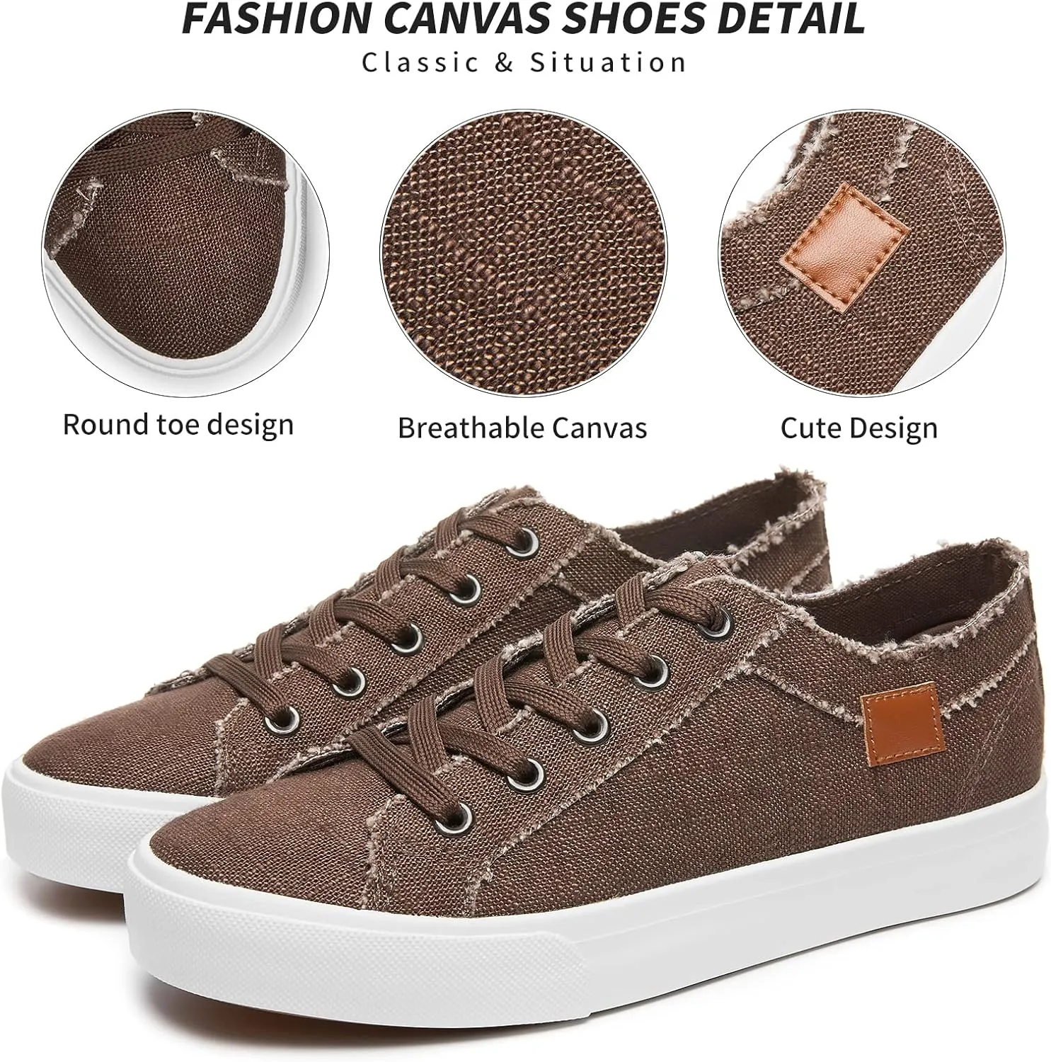 Women's Sneakers Canvas Shoes for Women Lace up Fashion Canvas Sneakers Classic Low Top Casual Shoes