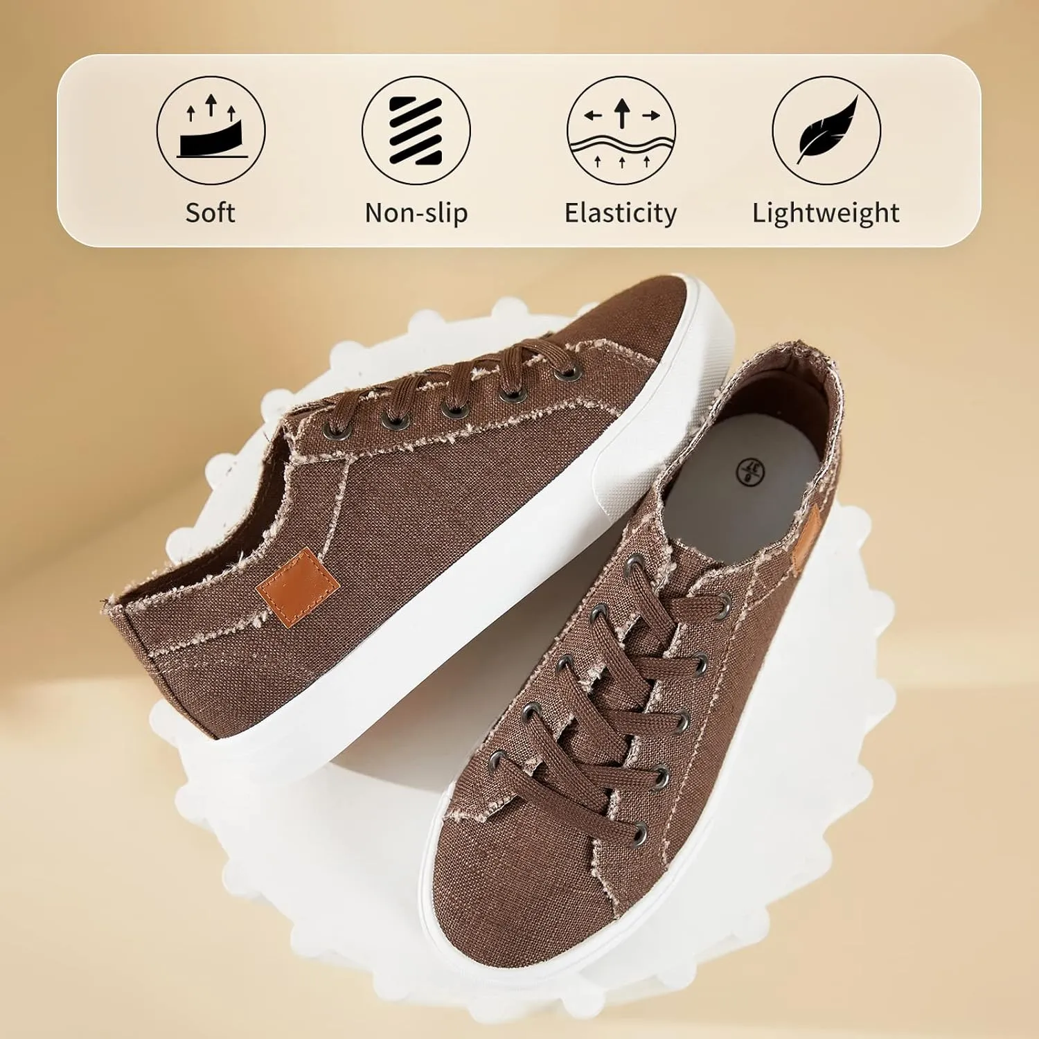 Women's Sneakers Canvas Shoes for Women Lace up Fashion Canvas Sneakers Classic Low Top Casual Shoes