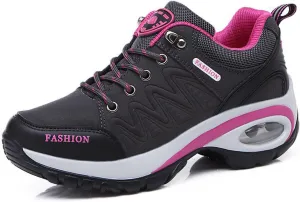 Women's Suede Leather Lace up Orthopedic Hiking Shoes air Cushion Cushioning Non-Slip Comfortable Low Top Waterproof Walking Trekking Sneakers Outdoor Camping Tennis Sport Shoes