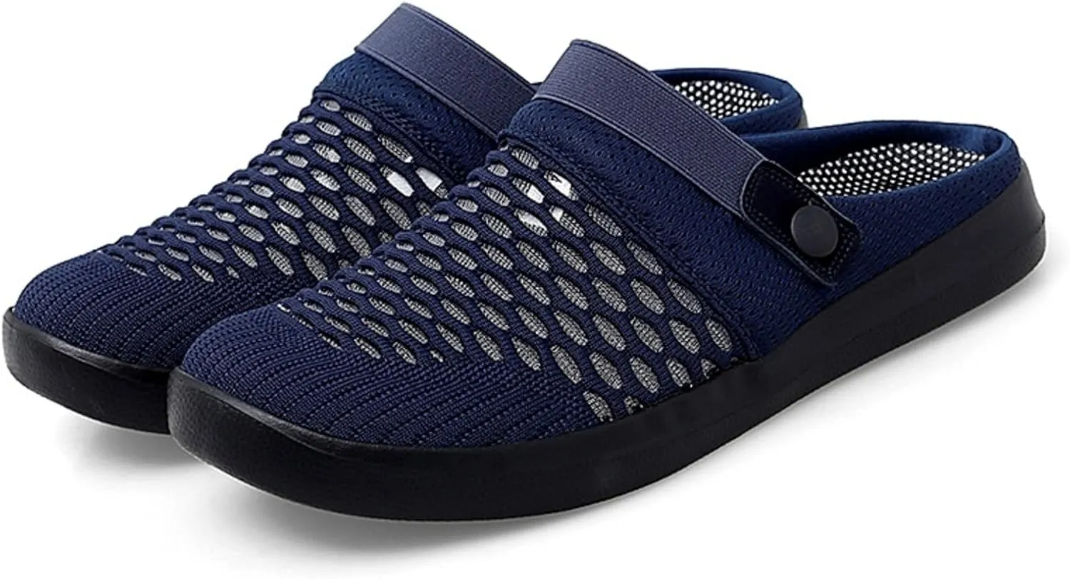 Women's Walking Shoes Knitted Breathable Clogs Lightweight Slip-On Mules Non-Slip Quick Drying Sandals Comfortable Garden Clogs Pool Water Shoe Hiking House Traveling Shoes Casual Beach Slippers