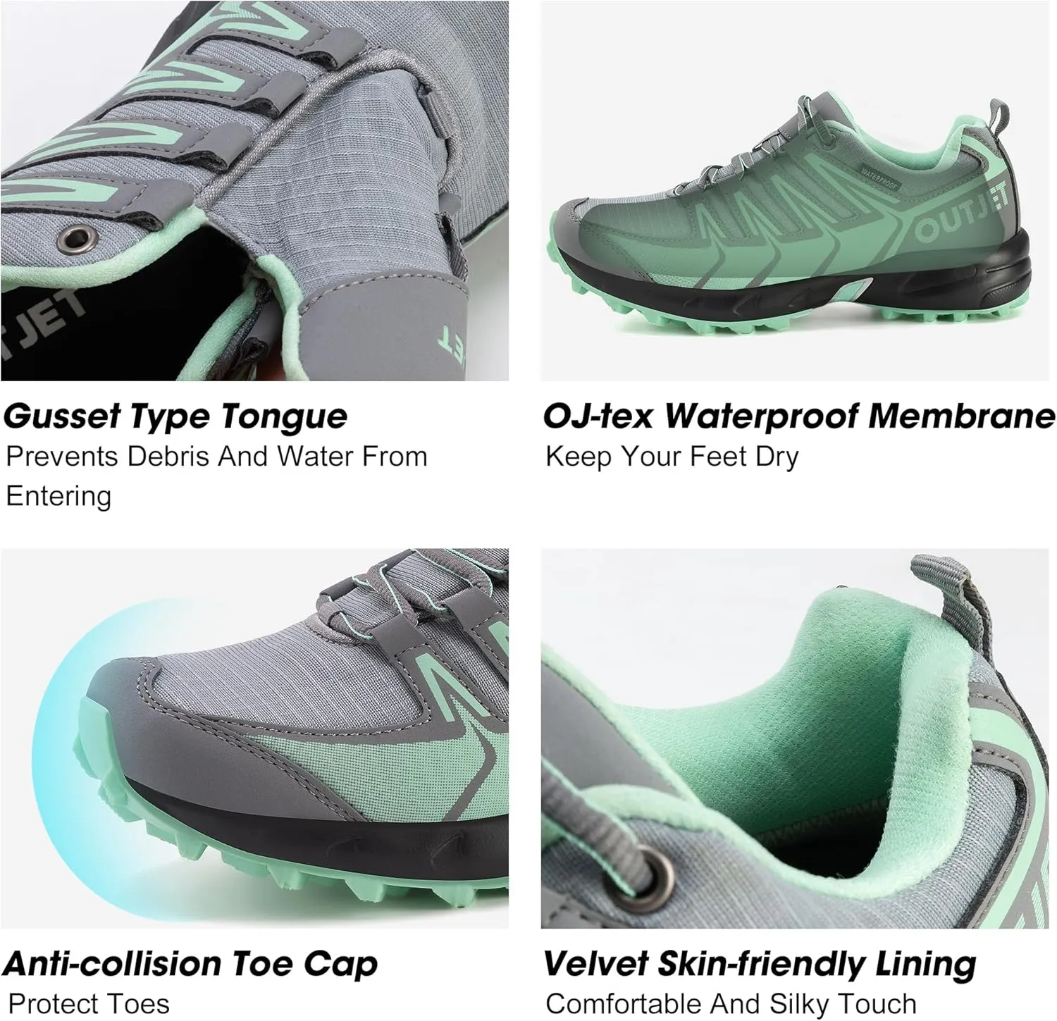Women's Waterproof Hiking Shoes Lightweight Non-Slip Trails Walking Shoes Outdoor Sneakers