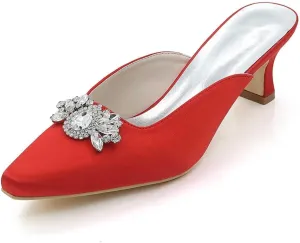 Womens Wedding Shoes Gerrit Heels for Women Pointed Toe - Kitten Heels Dress Wedding Heels Shoes for Women 2.16 Inch Slip on Prom Party Bridal Pump Shoes Ivory(Red,4 UK)